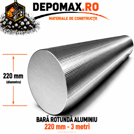 Bara rotunda aluminiu 220 mm, 3 metri, EN AW-6082